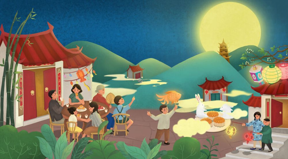 Không gian gia đình rước đèn
